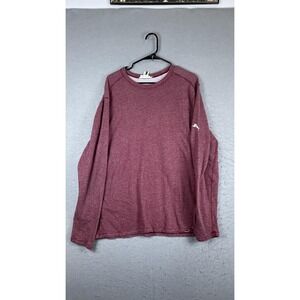 Tommy Bahama Sweater Mens XL Red Crewneck Thermal Waffle Knit Pullover